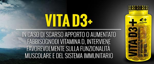 vita d3 integratore di vitamina d3 ottimo per stimolare la sintesi proteica e rigenerare le cartilagini, prodotto dalla 4+ nutrition